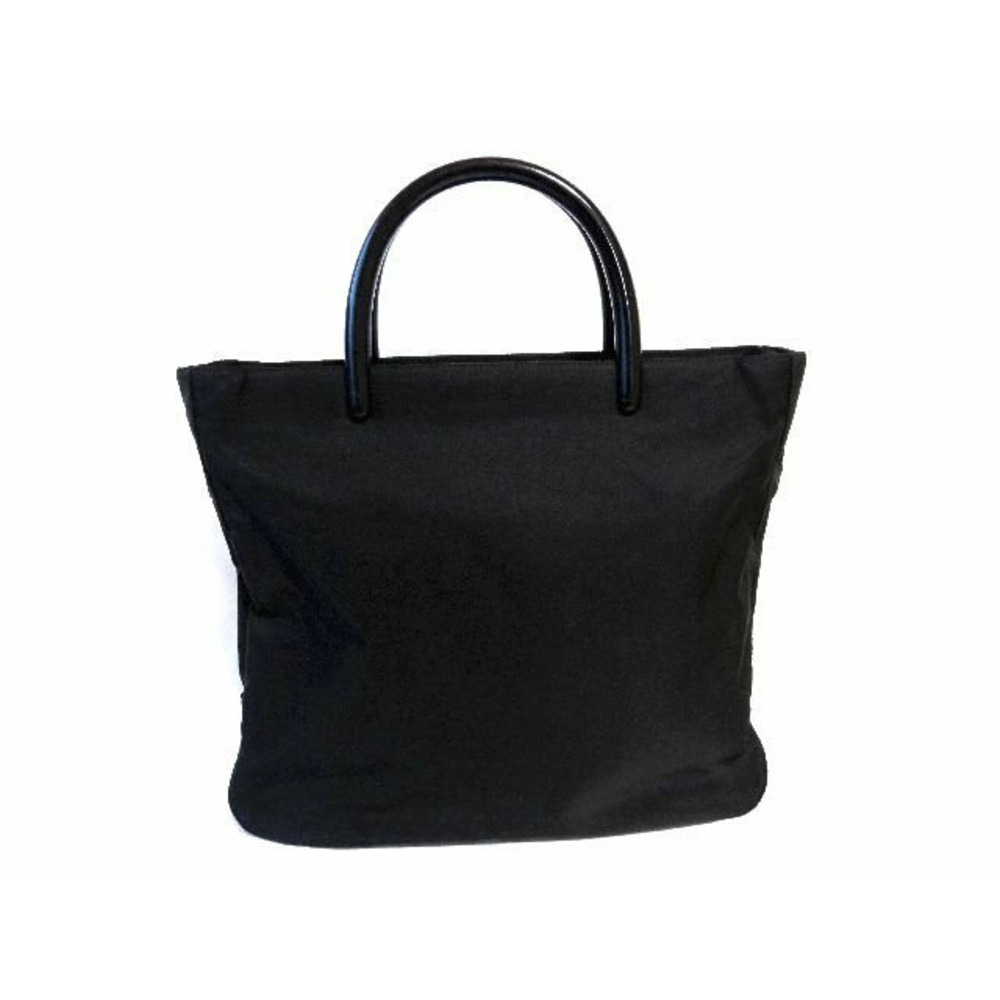 Prada handbag handle black triangular Tessuto side tote bag